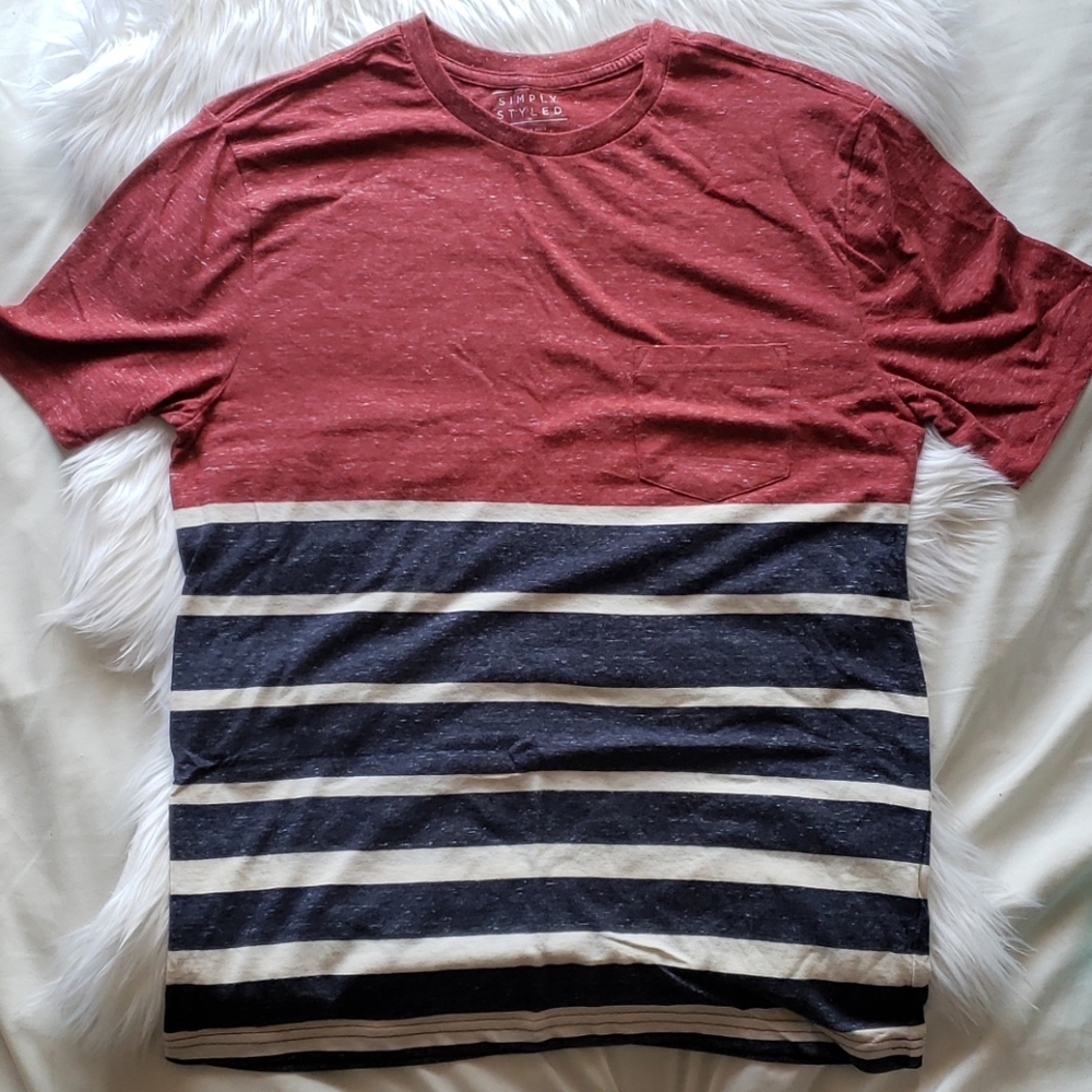 Simply Styled Red White Blue Pocket USA T Shirt